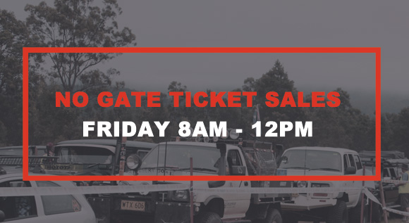 No Gate Ticket Sales Friday 8am to 12pm